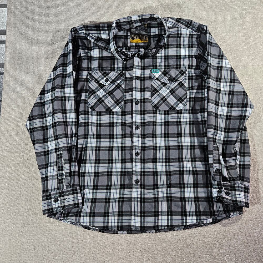 Dixxon Manhattan Flannel Shirt Mens 2XL Black White Green Plaid